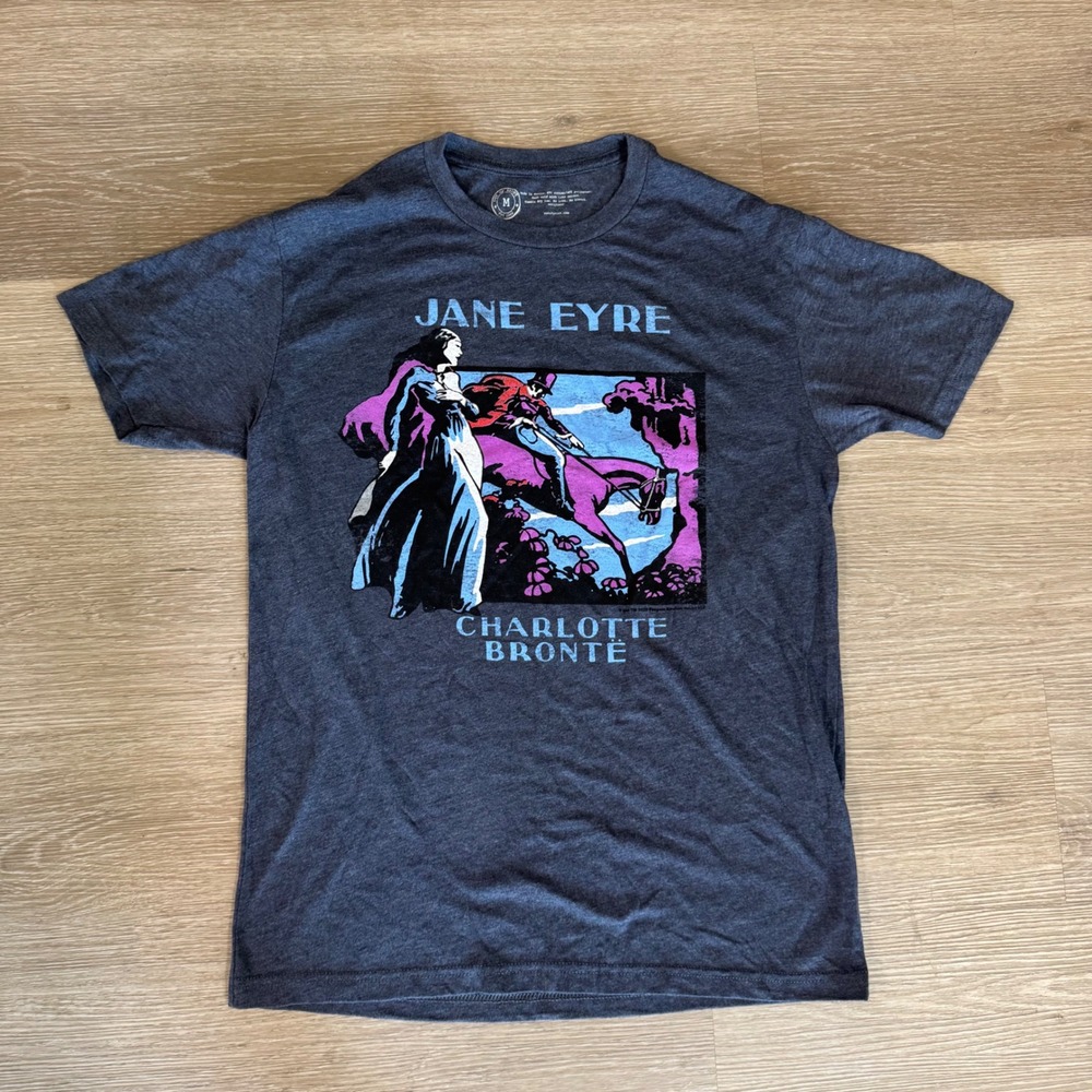Out of Print Jane Eyre T-Shirt Mens Medium Blue Charlotte Bronte Graphic Tee